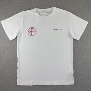Off-White Men's T-Shirt Size M White Blurred Lines Graphic Tee Virgil Abloh